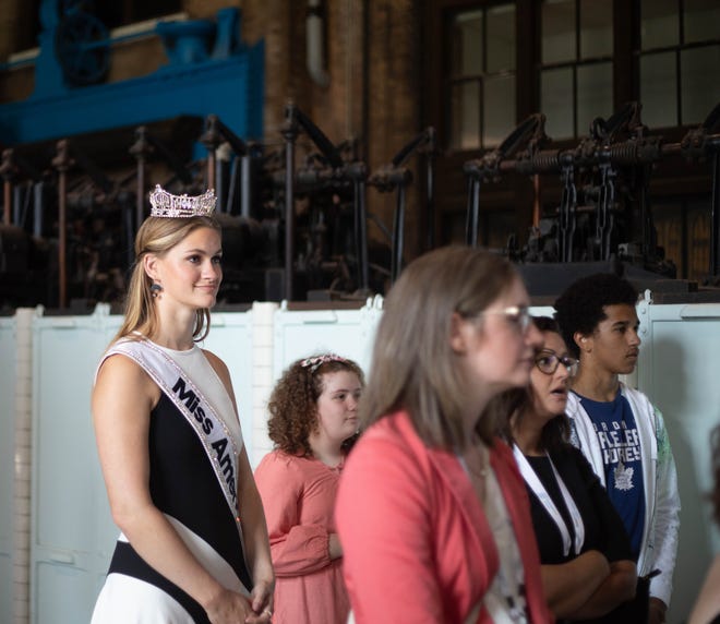Grace Stanke tours various facilities as Miss America.