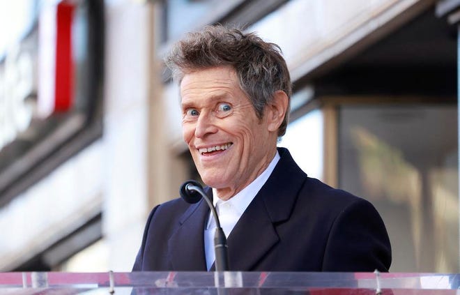 Actor Willem Dafoe speaks during the ceremony honoring him with a Hollywood Walk of Fame star in Hollywood, California, on Jan. 8, 2024.