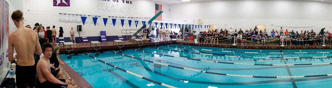 A panoramic at the 2024 EWC Championship Swim Meet, Saturday, February 3, 2024, in Kiel, Wis.