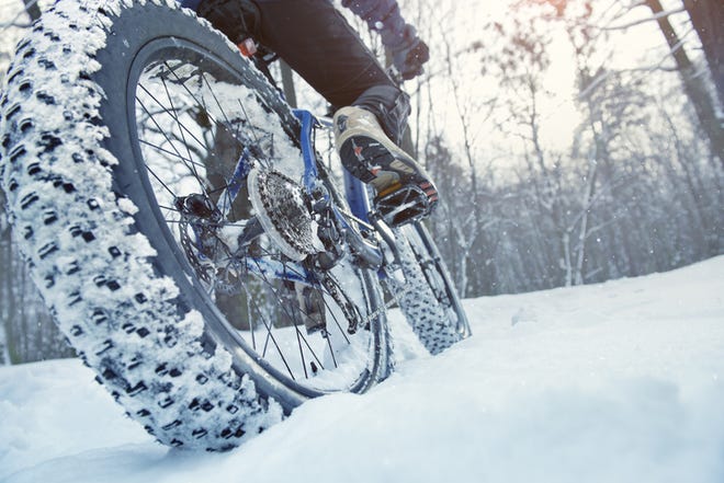 Fat bike in the snow.