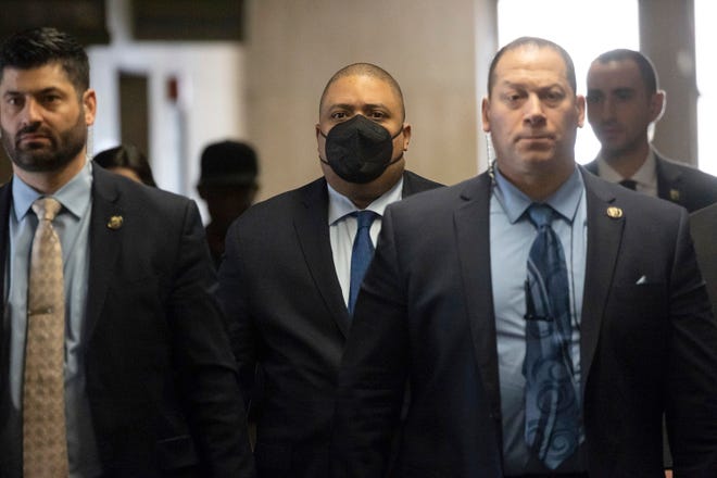 Manhattan District Attorney Alvin Bragg is seen at Manhattan Criminal Court in New York, Friday, March. 31, 2023. Former President Donald Trump was indicted by a Manhattan grand jury, Thursday, a historic reckoning after years of investigations into his personal, political and business dealings and an abrupt jolt to his bid to retake the White House.